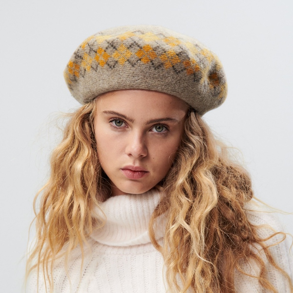 Zara Argyle Wool Beret